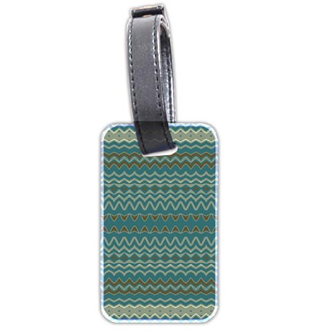 Boho Teal Green Stripes Luggage Tag (two sides) from ArtsNow.com Front