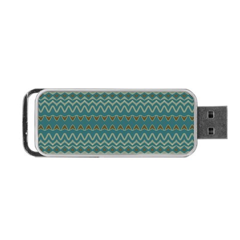 Boho Teal Green Stripes Portable USB Flash (Two Sides) from ArtsNow.com Front