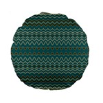 Boho Teal Green Stripes Standard 15  Premium Round Cushions