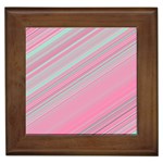 Turquoise and Pink Striped Framed Tile
