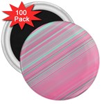 Turquoise and Pink Striped 3  Magnets (100 pack)