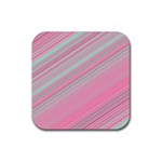 Turquoise and Pink Striped Rubber Coaster (Square) 