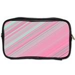 Turquoise and Pink Striped Toiletries Bag (Two Sides)