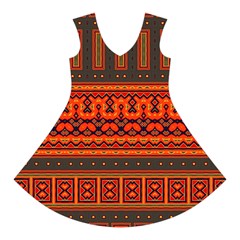 Boho Aztec Rust Orange Color Stripes Long Sleeve Velvet V Front