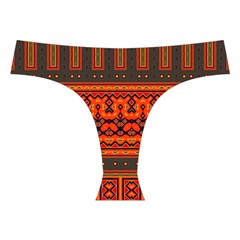 Boho Aztec Rust Orange Color Stripes Cross Back Hipster Bikini Set from ArtsNow.com Front Under