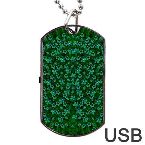 Leaf Forest And Blue Flowers In Peace Dog Tag USB Flash (One Side) from ArtsNow.com Front