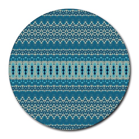 Boho Blue Teal Striped Round Mousepads from ArtsNow.com Front