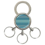 Boho Blue Teal Striped 3-Ring Key Chain