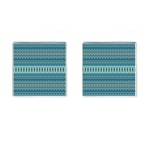 Boho Blue Teal Striped Cufflinks (Square)