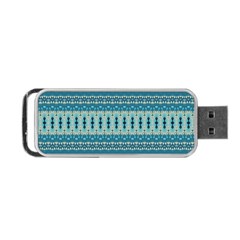 Boho Blue Teal Striped Portable USB Flash (Two Sides) from ArtsNow.com Back
