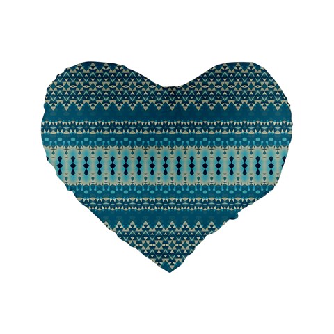 Boho Blue Teal Striped Standard 16  Premium Heart Shape Cushions from ArtsNow.com Front
