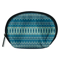 Boho Blue Teal Striped Accessory Pouch (Medium) from ArtsNow.com Front