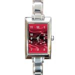 Crimson Red Black Swirl Rectangle Italian Charm Watch