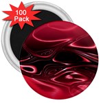 Crimson Red Black Swirl 3  Magnets (100 pack)