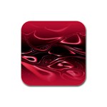 Crimson Red Black Swirl Rubber Square Coaster (4 pack) 