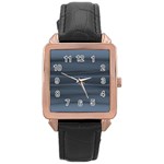 Faded Denim Blue Grey Ombre Rose Gold Leather Watch 