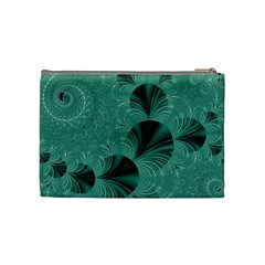 Biscay Green Black Spirals Cosmetic Bag (Medium) from ArtsNow.com Back