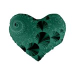Biscay Green Black Spirals Standard 16  Premium Flano Heart Shape Cushions