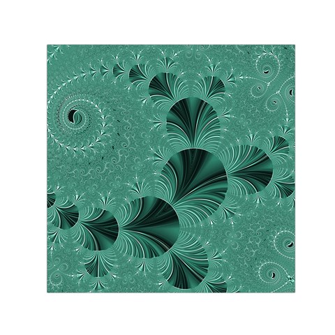 Biscay Green Black Spirals Small Satin Scarf (Square) from ArtsNow.com Front