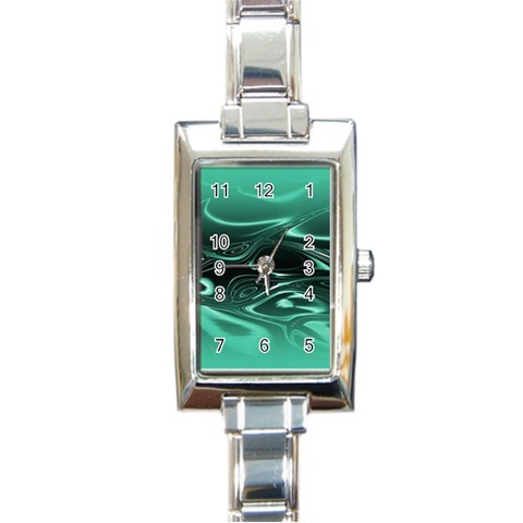 Biscay Green Black Swirls Rectangle Italian Charm Watch from ArtsNow.com Front