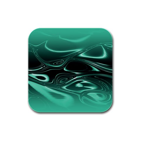 Biscay Green Black Swirls Rubber Square Coaster (4 pack)  from ArtsNow.com Front