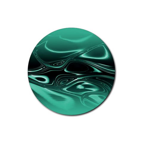Biscay Green Black Swirls Rubber Coaster (Round)  from ArtsNow.com Front