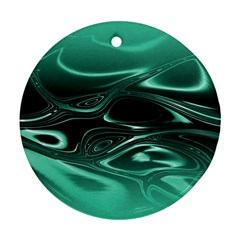 Biscay Green Black Swirls Round Ornament (Two Sides) from ArtsNow.com Back