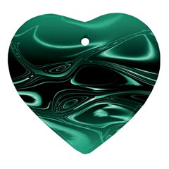 Biscay Green Black Swirls Heart Ornament (Two Sides) from ArtsNow.com Front