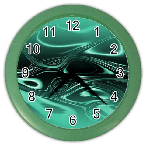 Biscay Green Black Swirls Color Wall Clock from ArtsNow.com Front