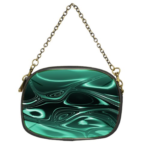 Biscay Green Black Swirls Chain Purse (One Side) from ArtsNow.com Front