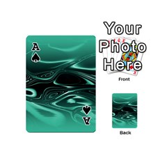 Ace Biscay Green Black Swirls Playing Cards 54 Designs (Mini) from ArtsNow.com Front - SpadeA