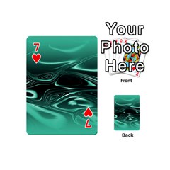 Biscay Green Black Swirls Playing Cards 54 Designs (Mini) from ArtsNow.com Front - Heart7