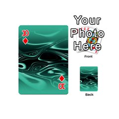 Biscay Green Black Swirls Playing Cards 54 Designs (Mini) from ArtsNow.com Front - Diamond10