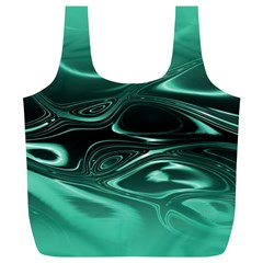Biscay Green Black Swirls Full Print Recycle Bag (XL) from ArtsNow.com Back