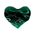 Biscay Green Black Swirls Standard 16  Premium Flano Heart Shape Cushions