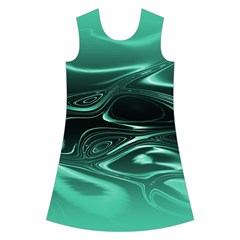 Biscay Green Black Swirls Kids  Short Sleeve Velvet Dress from ArtsNow.com Front