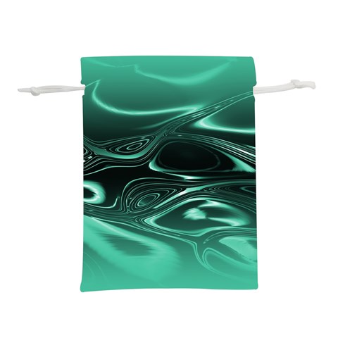 Biscay Green Black Swirls Lightweight Drawstring Pouch (L) from ArtsNow.com Front