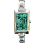 Biscay Green Black Textured Rectangle Italian Charm Watch