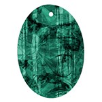 Biscay Green Black Textured Ornament (Oval)