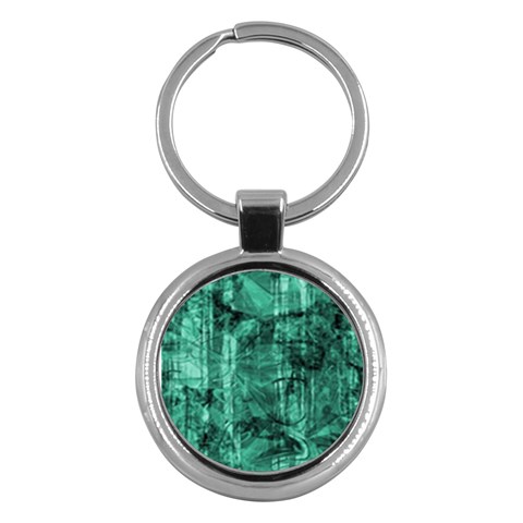 Biscay Green Black Textured Key Chain (Round) from ArtsNow.com Front