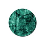 Biscay Green Black Textured Rubber Round Coaster (4 pack) 