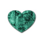 Biscay Green Black Textured Heart Coaster (4 pack) 
