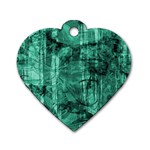 Biscay Green Black Textured Dog Tag Heart (One Side)