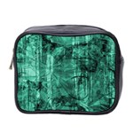 Biscay Green Black Textured Mini Toiletries Bag (Two Sides)