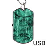 Biscay Green Black Textured Dog Tag USB Flash (One Side)