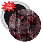 Red Black Abstract Texture 3  Magnets (100 pack)