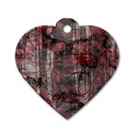 Red Black Abstract Texture Dog Tag Heart (One Side)