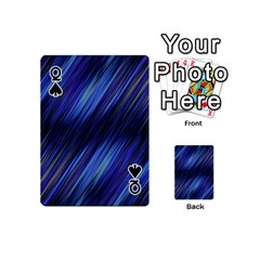 Queen Indigo and Black Stripes Playing Cards 54 Designs (Mini) from ArtsNow.com Front - SpadeQ