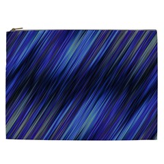 Indigo and Black Stripes Cosmetic Bag (XXL) from ArtsNow.com Front