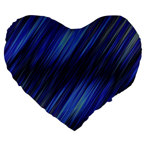 Indigo and Black Stripes Large 19  Premium Heart Shape Cushions from ArtsNow.com Front